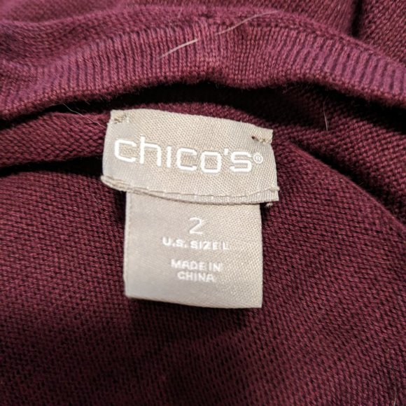 Chicos Long Burgundy Cardigan - Picture 2 of 6